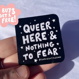 Queer hier und nichts zu befürchten Vinyl Aufkleber / wasserfeste Aufkleber / Gay Pride / Queer Pride