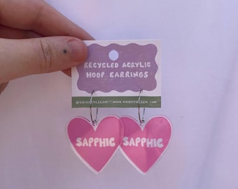 Sapphic Pink Heart Earrings: Recycled Plastic LGBTQ+ Jewelry