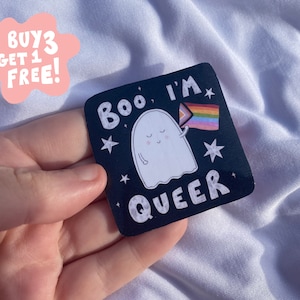 LGBTQ+ halloween ghost vinyl sticker / waterproof stickers / die cut stickers / gay pride / queer pride