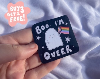 LGBTQ+ halloween ghost vinyl sticker / waterproof stickers / die cut stickers / gay pride / queer pride