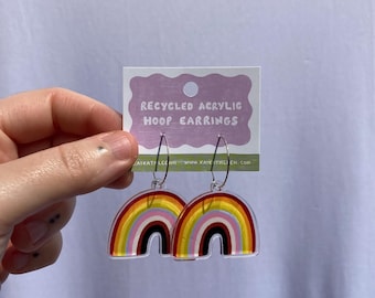 Rainbow Pride Hoop Earrings: Recycled Plastic, Stainless Steel
