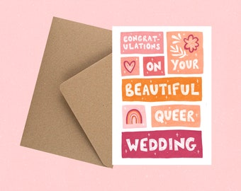 Queer wedding eco greetings card A6 with envelope / Congratulations card / Wedding Day /Wedding card / Queer card  / LGBTQ card