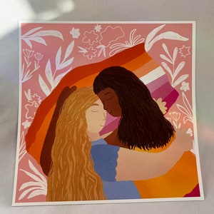 Lesbian square art print/ Sapphic pride art / Queer pride art / LGBTQ pride wall art / Gay pride art print / Queer room decor image 6