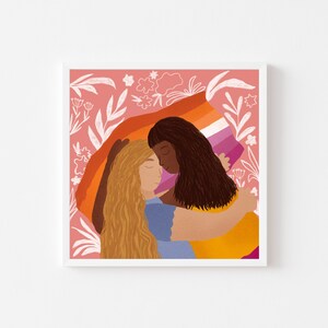 Lesbian square art print/ Sapphic pride art / Queer pride art / LGBTQ pride wall art / Gay pride art print / Queer room decor image 3