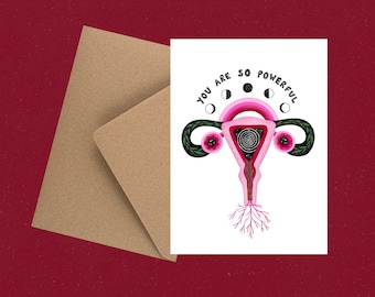 You are so powerful womb uterus eco greetings card / feminist card / womb card / body positive card / female empowerment card