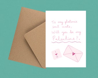 Will you be my Palentine? eco greetings card with envelope / Valentine’s Day / Palentines day / Galentines cards / Platonic love card