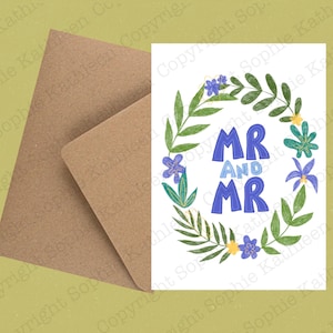 M. et M. carte de voeux écologique A6 avec enveloppe / Carte Je t'aime / Jour du mariage / Carte de mariage queer / Mariage gay / Carte LGBTQ+