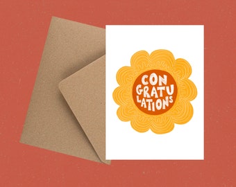 A6 congratulations recycled eco greetings card with envelope/ congratulations card/ flower illustration card/ congrats card