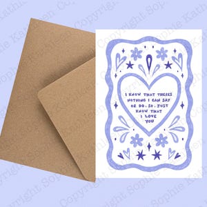 Carte de vœux A6 avec enveloppe / Je sais que je ne peux rien faire / Carte Je t'aime / Carte de vœux recyclée / Carte de sympathie