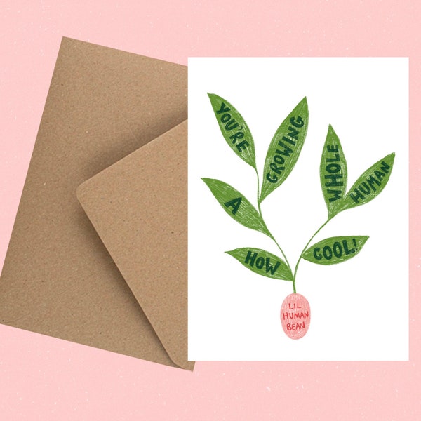 A6 new baby recycled eco greetings card with envelope ‘You’re growing a whole human’/ congratulations on your pregnancy card/ pregnancy card