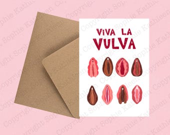 Viva La Vulva Recycled Card, Feminist Greetings Card