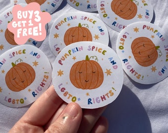 LGBTQ+ halloween pumpkin vinyl sticker / waterproof stickers / die cut stickers / gay pride / queer pride