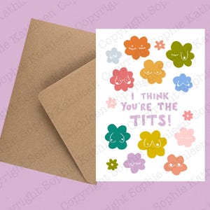 Carte de voeux écologique recyclée A6 avec enveloppe / Je pense que c'est vous les nichons ! / Carte Je t'aime / Carte d'anniversaire / Carte d'amitié