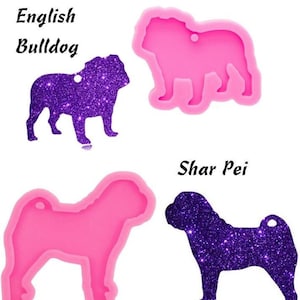 Englische Bulldogge oder Shar Pei Mold - Glänzendes Silikon / Familienhund / Erinnerungsstücke / Schlüsselanhänger / Pelzbabys / Wählen Sie eins oder beides!