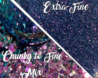 Masquerade Extra-Fine or Chunky to Fine Glitter Mix Chameleon Color Shift Blue to Violet Resin Art Geode Coasters