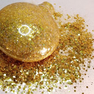 GOLD RUSH Chunky to Fine Glitter / 2 oz. Bottle Custom Blend / High Flash Glitter Art / Tumbler Crafts / Gifts