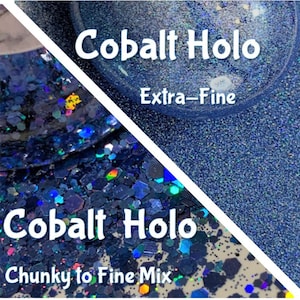 COBALT Holo Extra-Fine or Chunky to Fine Mix Glitter / Beautiful Rich Deep Blue Holographic / Opaque / Nail Art