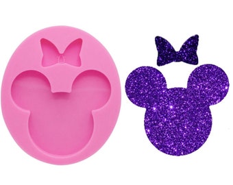 Kleine Maus mit Schleife Mould - glänzende Silikonform NUR / DIY Phone Grip Bling / Kleine Badge Reels / Wachs schmilzt / Lebensmittelecht