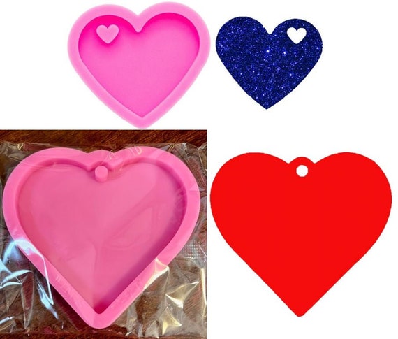 HEART Molds Shiny Silicone / Food Safe / Mementos of Love / 2 Sizes Pet Tag  or Key Chain / Choose One or Both 