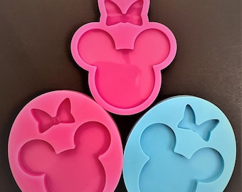 Mouse Mold - with Bow or Bow and Cap - Shiny Silicone / Larger Size / Badge Reels / Nurse