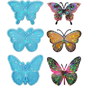 New! BUTTERFLY HOLOGRAPHIC Molds - Blue Silicone MOLD Only / D I Y Jewelry / Pendants / Key Chain / Holiday Ornaments / Choose 1 or all 3!