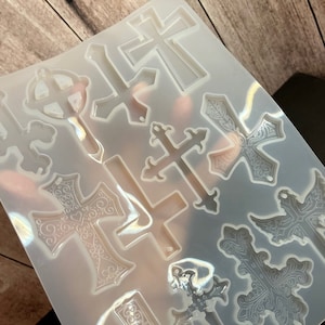 12 Cross Symbols Mold - Clear Shiny Silicone / Classic Collection / D I Y Religious Jewelry / Love Life / Easter / UV Resin Crafts