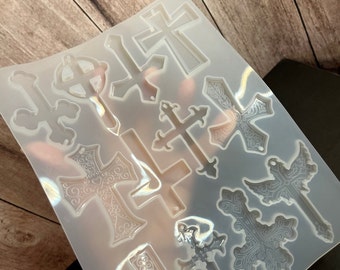 12 Cross Collection Silicone Mold - DIY Christian Jewelry Confirmation Clear UV Resin Crafts