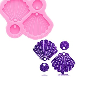 Sea Shell Drop Set Mold - Shiny Silicone MOLD ONLY / DIY Jewelry / Earrings / Pendants / Key Chain / Salt Life