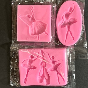 Fairy Ballerina, Ballet Shoes Triple, or Prima Ballerina Mold - Food Grade Silicone / Recitals / Parties / Polymer Clay / Jewelry