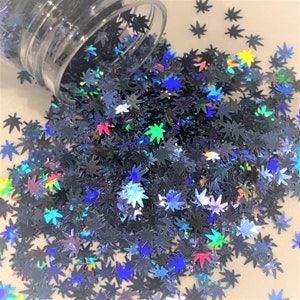 Sky High Blue Holo Hemp Leaf Glitter / 5mm / Rave Party / Holographic Ganja Sequins