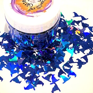 MAGIC HAT - Blue Holographic Glitter Shapes / 10mm / Wizard Sorcerers Apprentice Hat / Nail Art / Resin Crafts