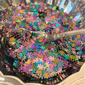 Autism Awareness Puzzle 3 - Glitter Shapes / Pastel Holographic Mix /  6mm Nail Art / Key Chains / DIY Jewelry