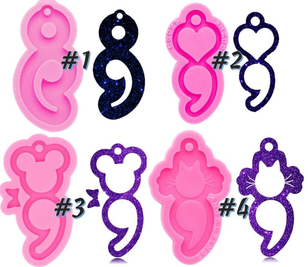Super Shiny Period Semi Colon Shape Mold Silicone Molds Resin Keychain Mold  DIY Semicolon Epoxy Resin Craft Mold Earring Necklace Moulds for DIY