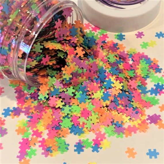 Puzzle Inspired Shaped Glitter Neon Colors Glitter Shape Puzzle Shapes  Shape (1 Ounce)