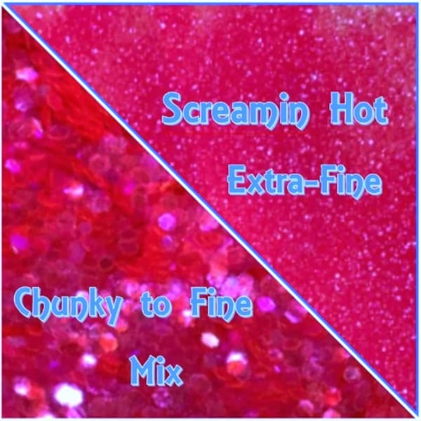 SCREAMIN HOT PINK Iridescent Glitter / Extra-Fine 1/128 or Chunky to Fine Mix / Violet Flashes  / Translucent / Safe, non-toxic polyester