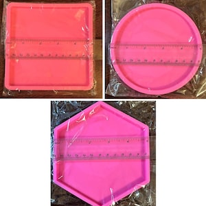 Square Round or Hexagon Molds - Shiny Silicone / Large Coaster 5-inch Food-Safe / Home Decor / Resin Art / Dried Flower Crafts
