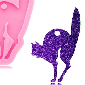 Scared Cat Mold - Shiny Silicone MOLD ONLY / DIY Jewelry / Key Chains / Food Grade Crafts