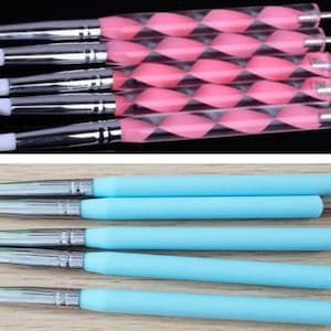 5-Piece Dotting Tool with Silicone Tip Set / Precision Combo Blue or Pink Swirl /Polymer Clay / Resin / Manicure Art/ Jewelry / Mandalas