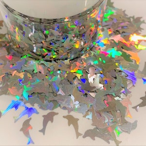Silber Holo Delfin Glitzer Formen / Holographisch / 11 mm / Storyboard Schneekugel Becher / Hai Woche / Sea Salt Life