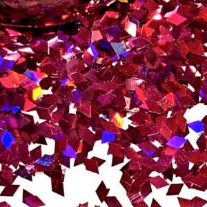 FUCHSIA HOLO DIAMOND Glitter Shapes / 2x4mm Rhombus / 1/2 oz Jar / Holographic Ruby / Nail Art / Custom Blends