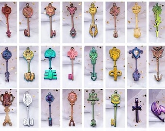 Magic Keys Clear Silicone Mold - 24 Element Skeleton Keys, DIY Bag Charm, DIY Jewelry Charms, Novelty Trend, Reinforced Back, Purse Charms