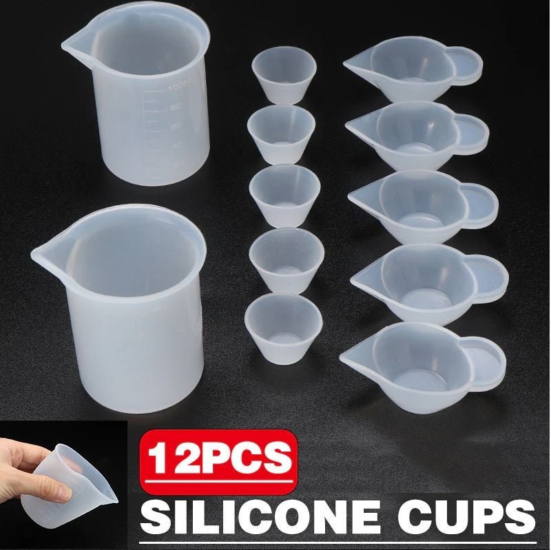 12-pc Silicone Measuring Cup Set / Two 100ml Graduated Mixing Cups