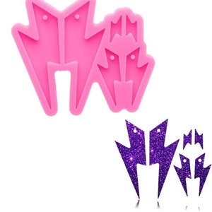 Lightning Bolts Mold - Shiny Silicone MOLD ONLY / D I Y Jewelry / Earrings / Magic / Resin Crafts / Key Chains/ Each Mold Makes 8 pieces