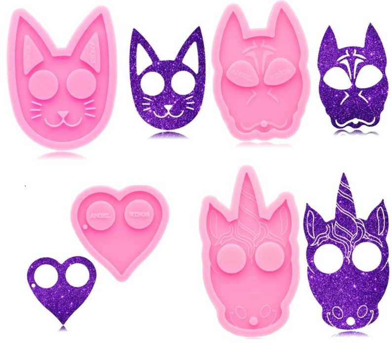 New! DEFENSE CAT, Dog, Heart or UNICORN Mold  - Shiny Silicone / Unicorns / Fantasy / Self-Defense Keychain / Epoxy Resin Crafts 