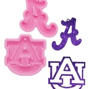 Alabama Team A or AU Silicone Mold - DIY Jewelry Bag Charm Resin Art Favorite Team Spirit Bag Charm Sport Fan Fundraiser Charm Key Chain