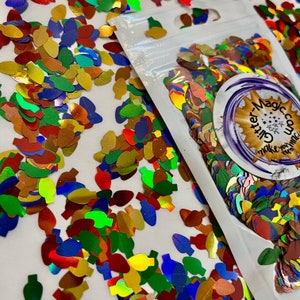 CHRISTMAS LIGHTS Glitter Shapes /  1/2 oz. Pouch / 4x9mm / Multi-Colored Holiday String Light Bulbs / Solvent Resistant / Holographic