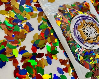 CHRISTMAS LIGHTS Glitter Shapes /  1/2 oz. Pouch / 4x9mm / Multi-Colored Holiday String Light Bulbs / Solvent Resistant / Holographic