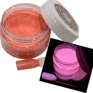 Glow-in-the-Dark Powder - Coral Orange to Pink Resin Colorant Resin Art Additive Custom Nail Dip Art DIY Resin Jewelry Pigment Slime Color image 1