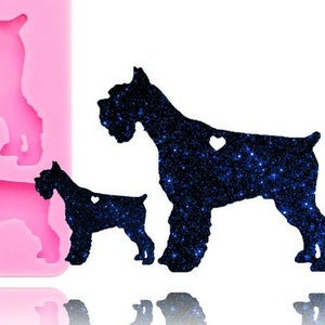 Schnauzer Family Mold - Shiny Silicone  / Family Dog / Mementos / Key Chain / Fur Babies / DIY Jewelry