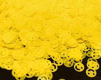 NEON Yellow Happy Face Glitter Shapes - 5mm Nail Art Retro Matte Translucent Fluorescent Party Craft Emoji Sequin